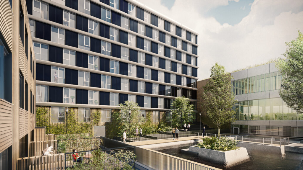 In Maaswaard Venlo ontwikkelen Camelot Vastgoed Nederland en Janssen de Jong Projectontwikkeling een circulair woongebouw met 95 appartementen en 5 stadswoningen.